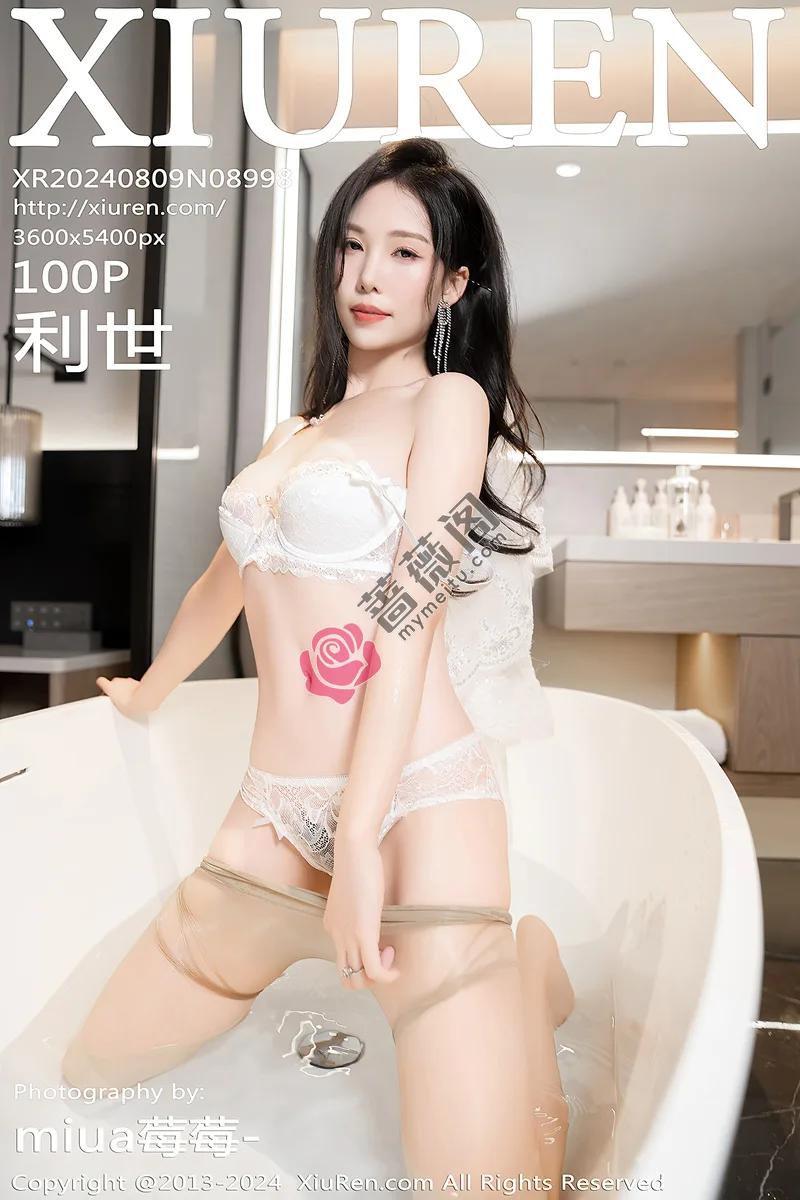 [XiuRen秀人网] NO.8998 模特利世浴室场景性感白色婚纱配超薄肉丝秀完美身材诱惑写真-蔷薇阁