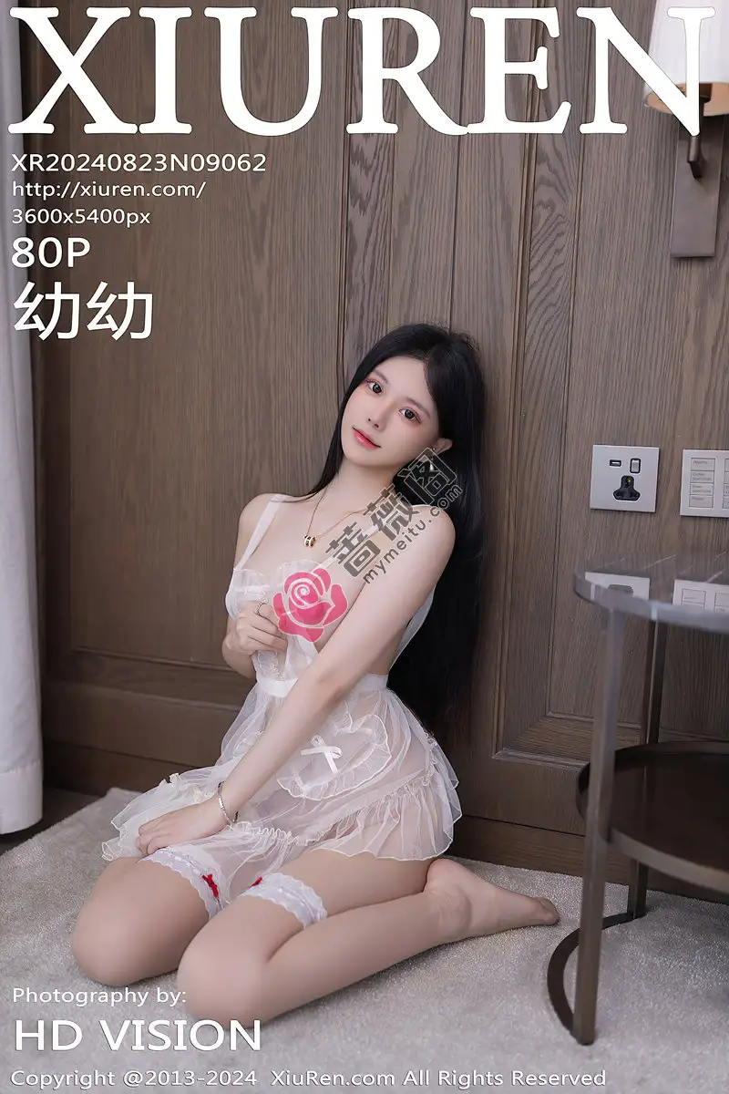 [XiuRen秀人网] NO.9062 模特幼幼私房性感白色轻透连衣短裙配白丝袜秀完美身材诱惑写真-蔷薇阁