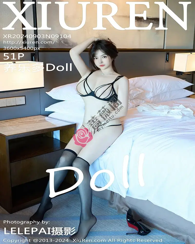 [XiuRen秀人网] NO.9104 模特养乐多Doll性感白T配黑皮短裙露黑色情趣内衣秀完美身材写真-蔷薇阁
