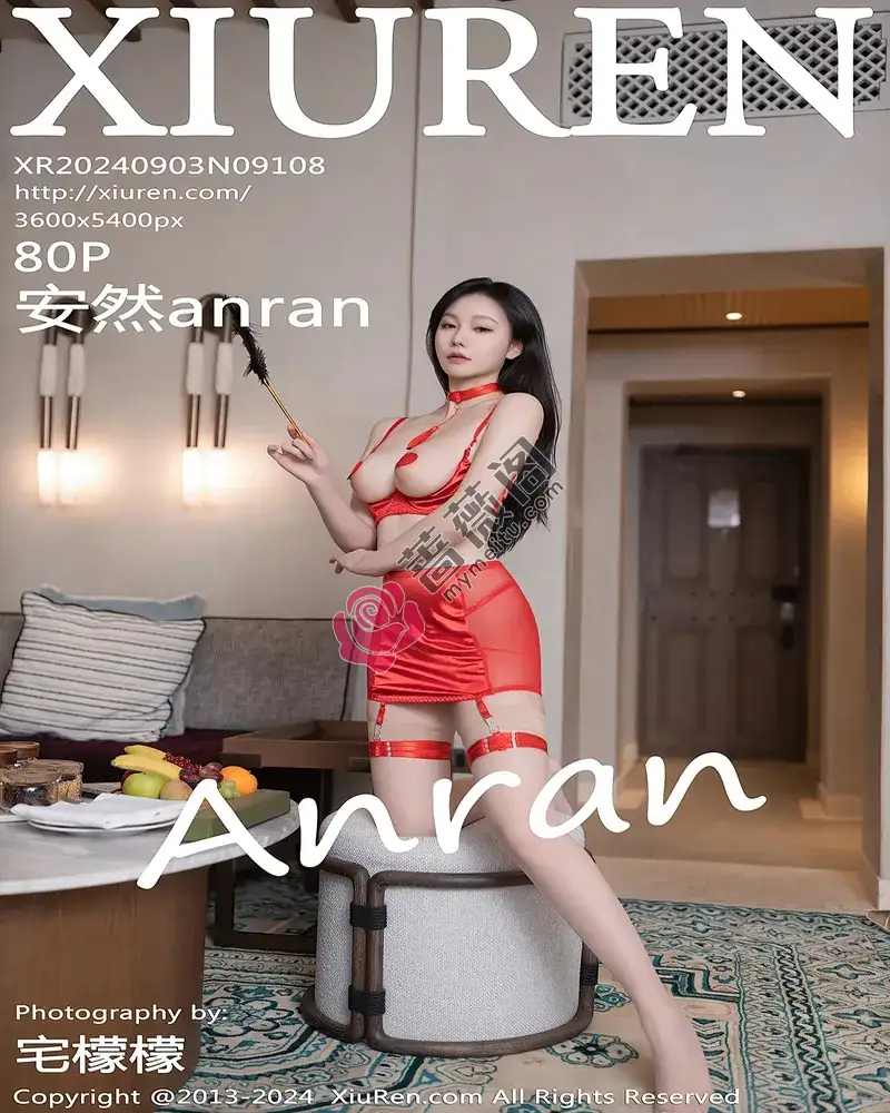 [XiuRen秀人网] NO.9108 模特安然anran性感红色情趣服饰配白丝吊袜秀完美身材诱惑写真 - 蔷薇阁-蔷薇阁