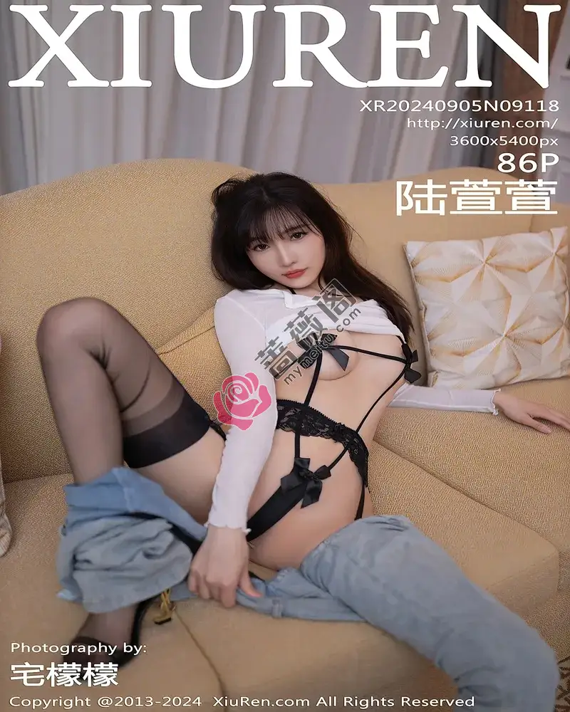 [XiuRen秀人网] NO.9118 模特陆萱萱性感黑色情趣内衣配黑丝吊袜秀完美身材撩人诱惑写真 - 蔷薇阁-蔷薇阁