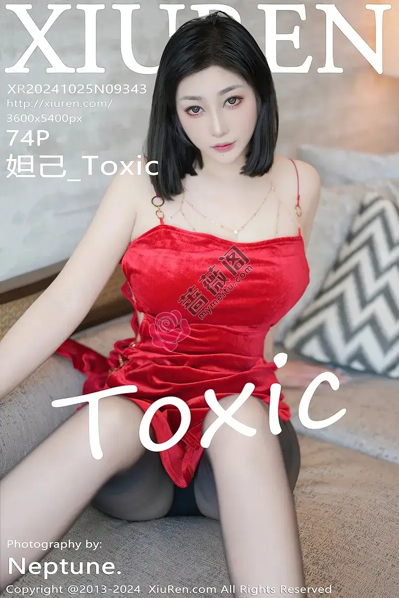 [XiuRen秀人网] NO.9343 女神妲己_Toxic性感红色吊带短裙配超薄黑丝秀雪峰美臀诱惑写真 - 蔷薇阁-蔷薇阁