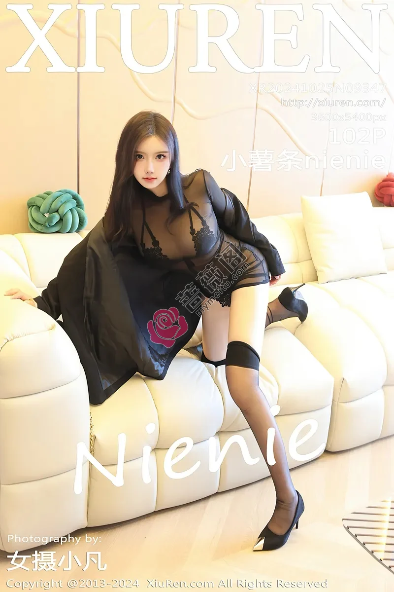 [XiuRen秀人网] NO.9347 模特小薯条nienie性感黑色内衣配黑丝袜秀完美身材撩人诱惑写真-蔷薇阁