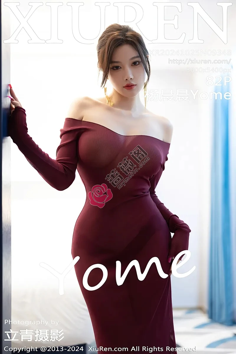 [XiuRen秀人网] NO.9348 女神杨晨晨Yome性感红色连衣裙配超薄肉丝秀丰腴身材诱惑写真-蔷薇阁