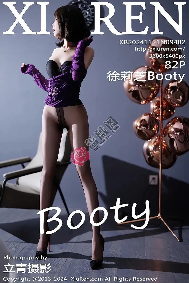 [XiuRen秀人网] NO.9482 女神徐莉芝Booty紫色连衣短裙露黑色蕾丝情趣内衣撩人诱惑写真-蔷薇阁