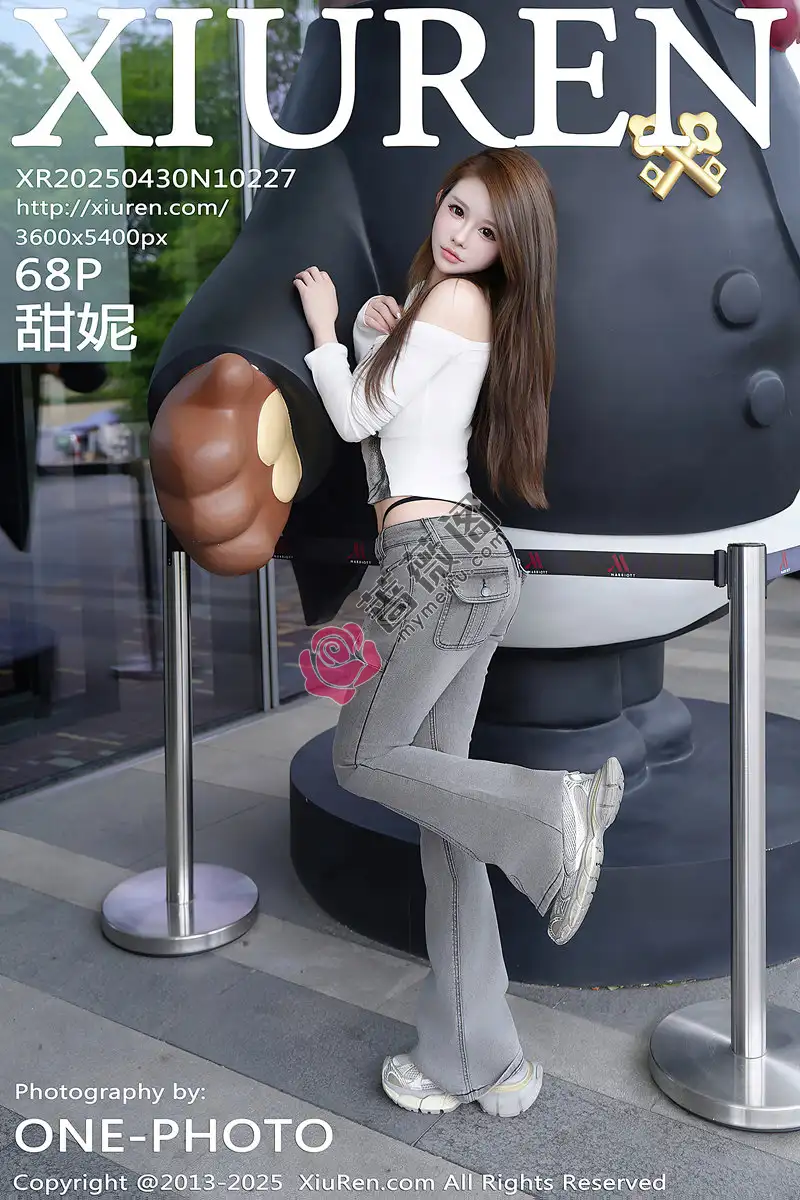 [XiuRen秀人网] NO.10227 模特甜妮性感白T配牛仔长裤露黑色情趣内衣秀丰腴身材诱惑写真-蔷薇阁