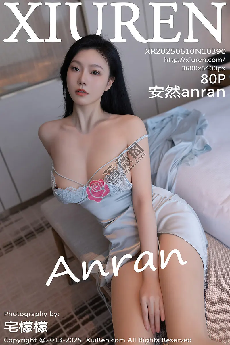 [XiuRen秀人网] NO.10390 模特安然anran性感蓝色吊带睡裙配肉色丝袜秀曼妙身姿诱惑写真-蔷薇阁