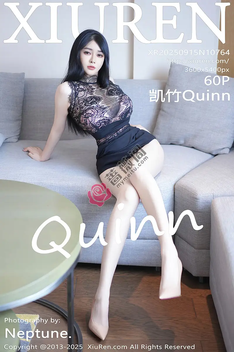 [XiuRen秀人网] NO.10764 模特凯竹Quinn性感黑色蕾丝服饰配超薄肉丝秀丰腴身材诱惑写真-蔷薇阁