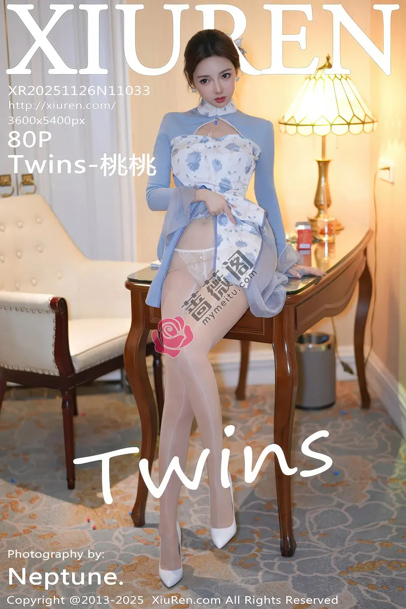 [XiuRen秀人网] NO.11033 模特Twins-桃桃性感蓝色连衣裙露白色内衣秀曼妙身姿诱惑写真 - 蔷薇阁-蔷薇阁