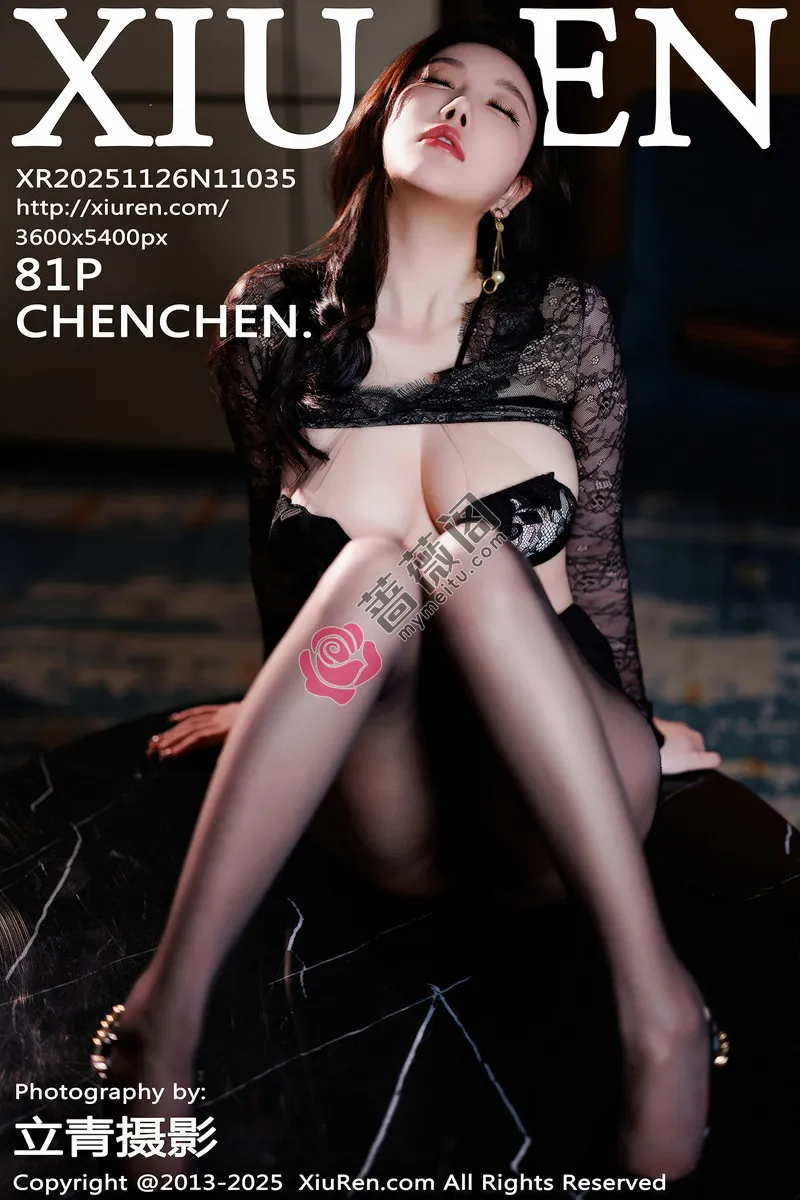 [XiuRen秀人网] NO.11035 女神CHENCHEN.性感黑色情趣内衣配超薄黑丝秀丰腴身材诱惑写真 - 蔷薇阁-蔷薇阁