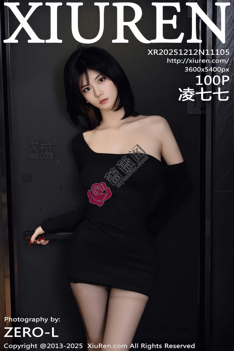 [XiuRen秀人网] NO.11105 模特凌七七性感黑色连衣短裙配超薄黑丝秀曼妙身材迷人诱惑写真-蔷薇阁