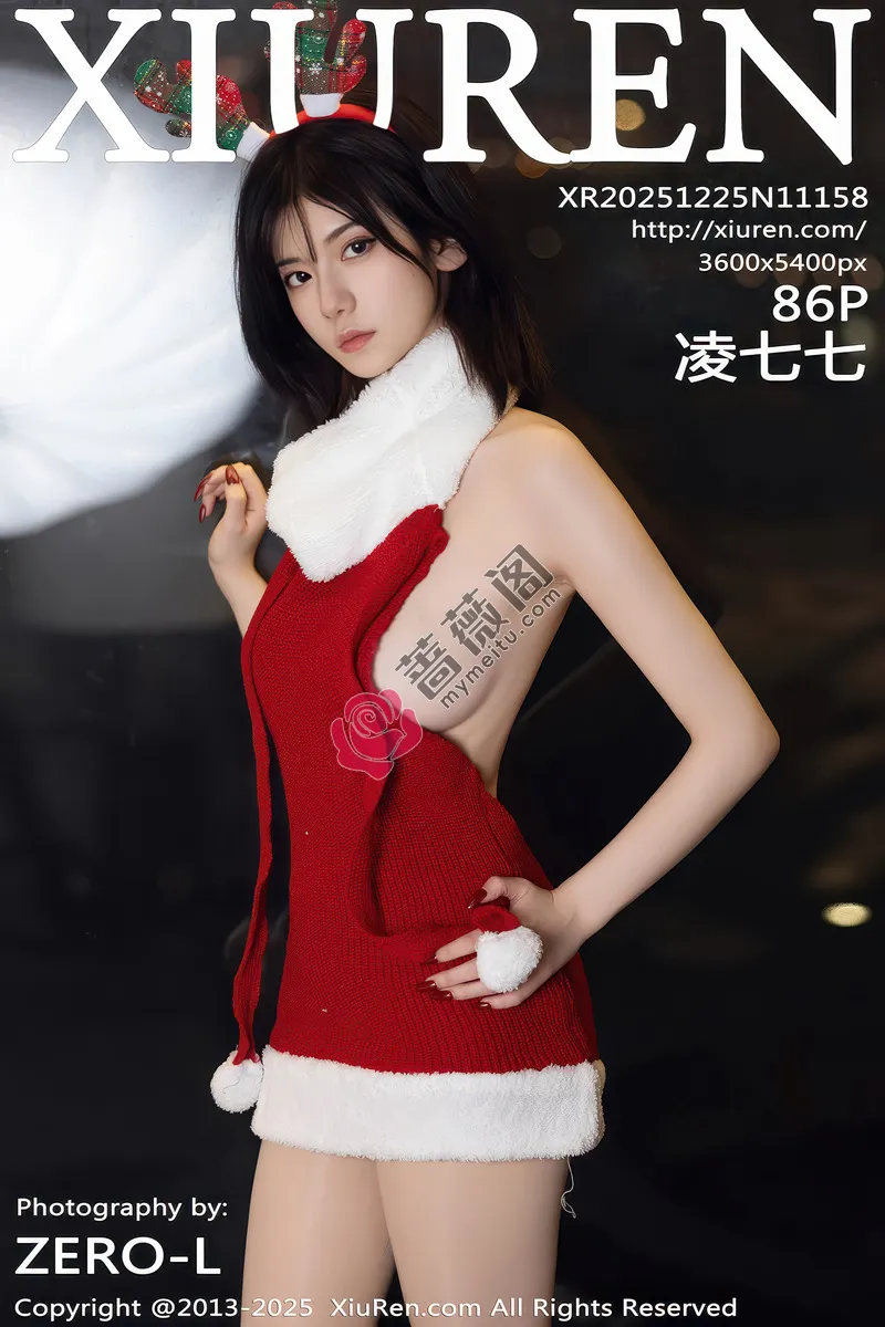 [XiuRen秀人网] NO.11158 模特凌七七性感红色开背毛衣配超薄肉丝秀曼妙身姿撩人诱惑写真-蔷薇阁