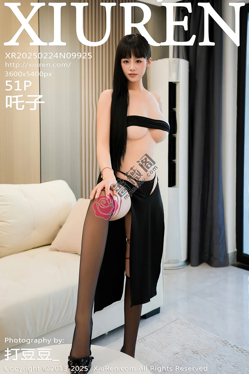 [XiuRen秀人网] NO.9925 新人模特吒子性感黑色礼服配黑色丝袜秀丰腴身材撩人诱惑写真 - 蔷薇阁-蔷薇阁
