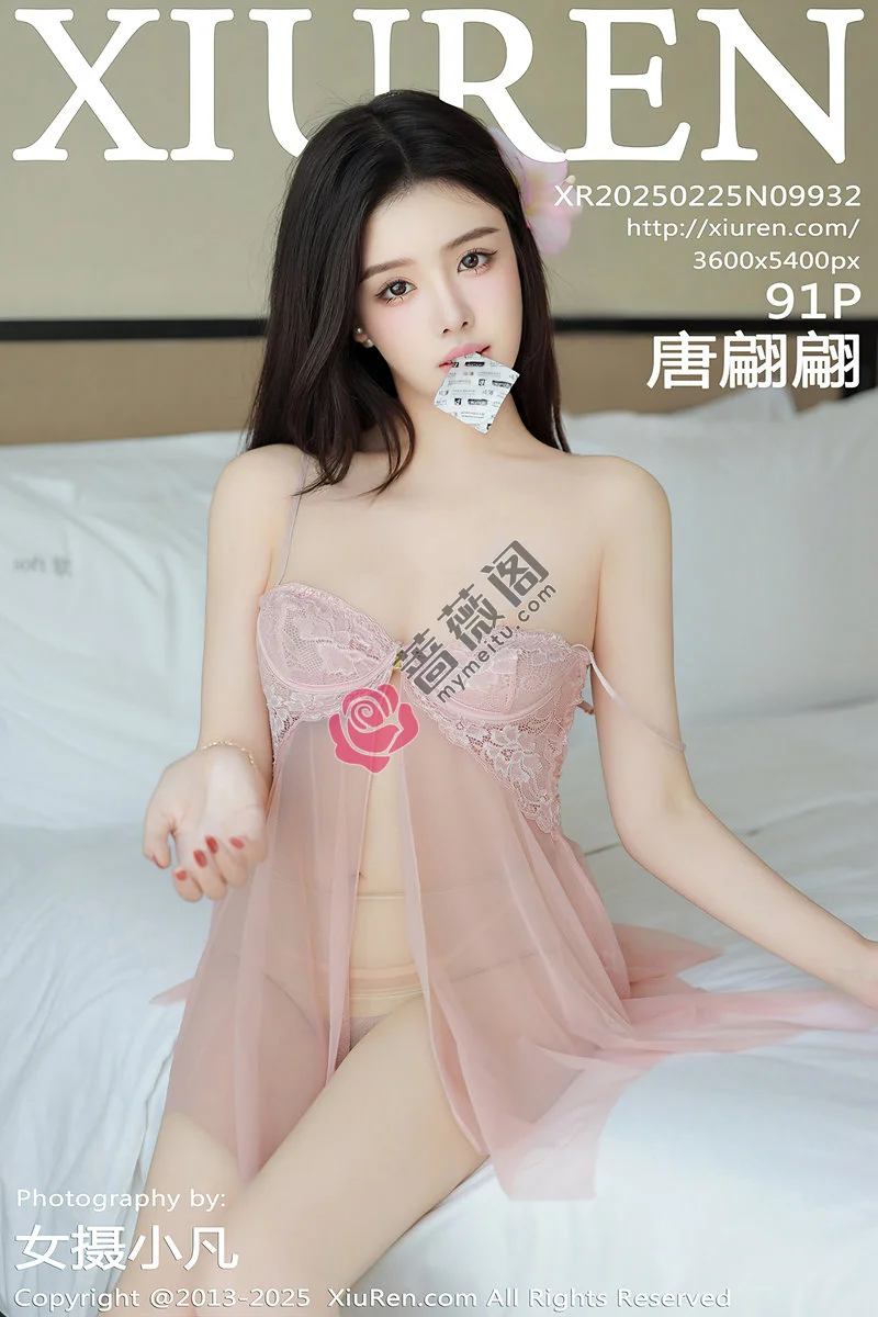 [XiuRen秀人网] NO.9932 模特唐翩翩性感粉色薄纱情趣服饰配超薄肉丝秀惹火身材诱惑写真-蔷薇阁