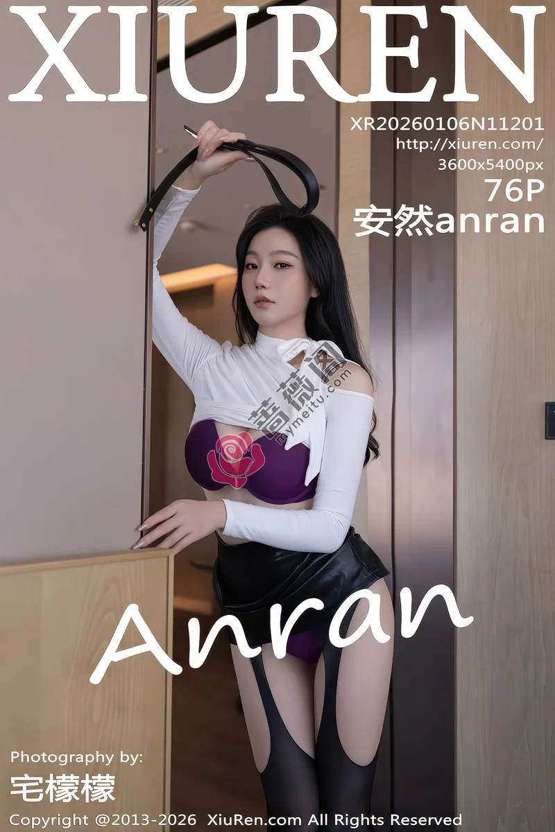 [XiuRen秀人网] NO.11201 模特安然anran性感白上衣配黑皮裙露黑丝吊袜秀曼妙身姿诱惑写真-蔷薇阁