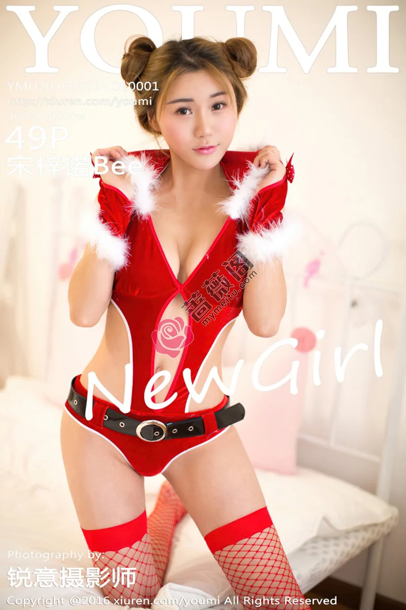 [YouMi尤蜜荟] Vol.001 嫩模宋梓诺Bee红色吊带连体内衣红丝渔网极致性感写真-蔷薇阁
