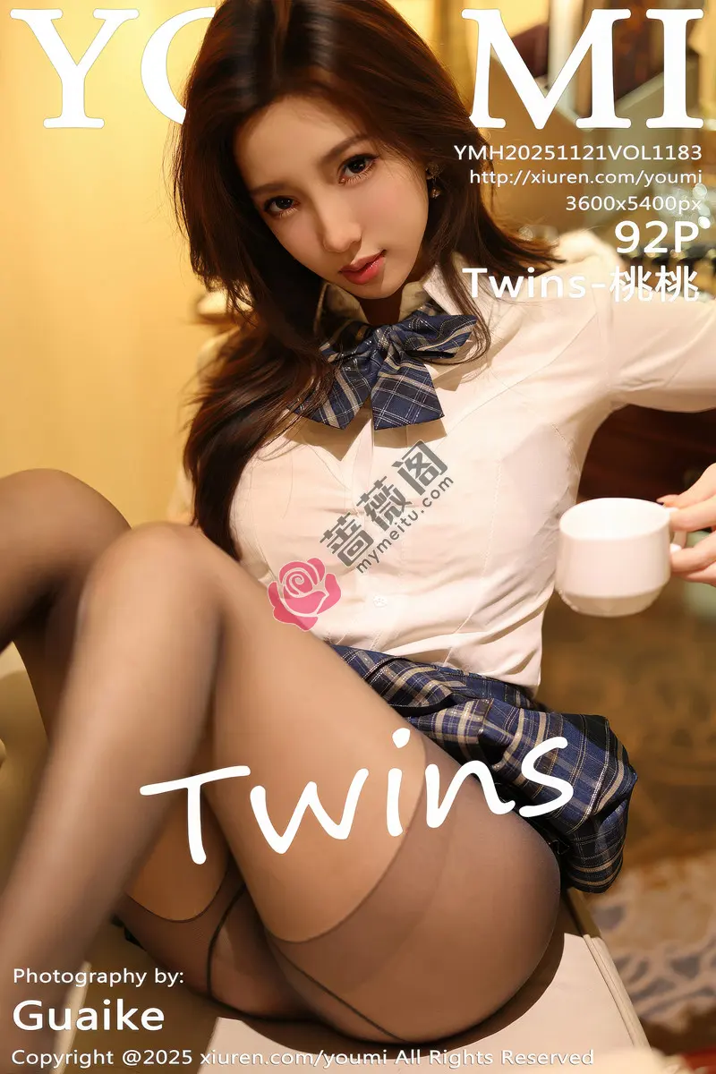 [YouMi尤蜜荟] Vol.1183 模特Twins-桃桃性感JK制服露白色内衣配超薄黑丝秀美腿诱惑写真-蔷薇阁