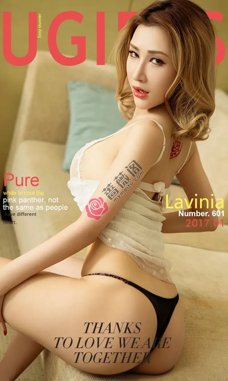 [Ugirls爱尤物] NO.601 嫩模Lavinia白色蕾丝内衣半脱秀美背纹身妩媚诱惑写真-蔷薇阁