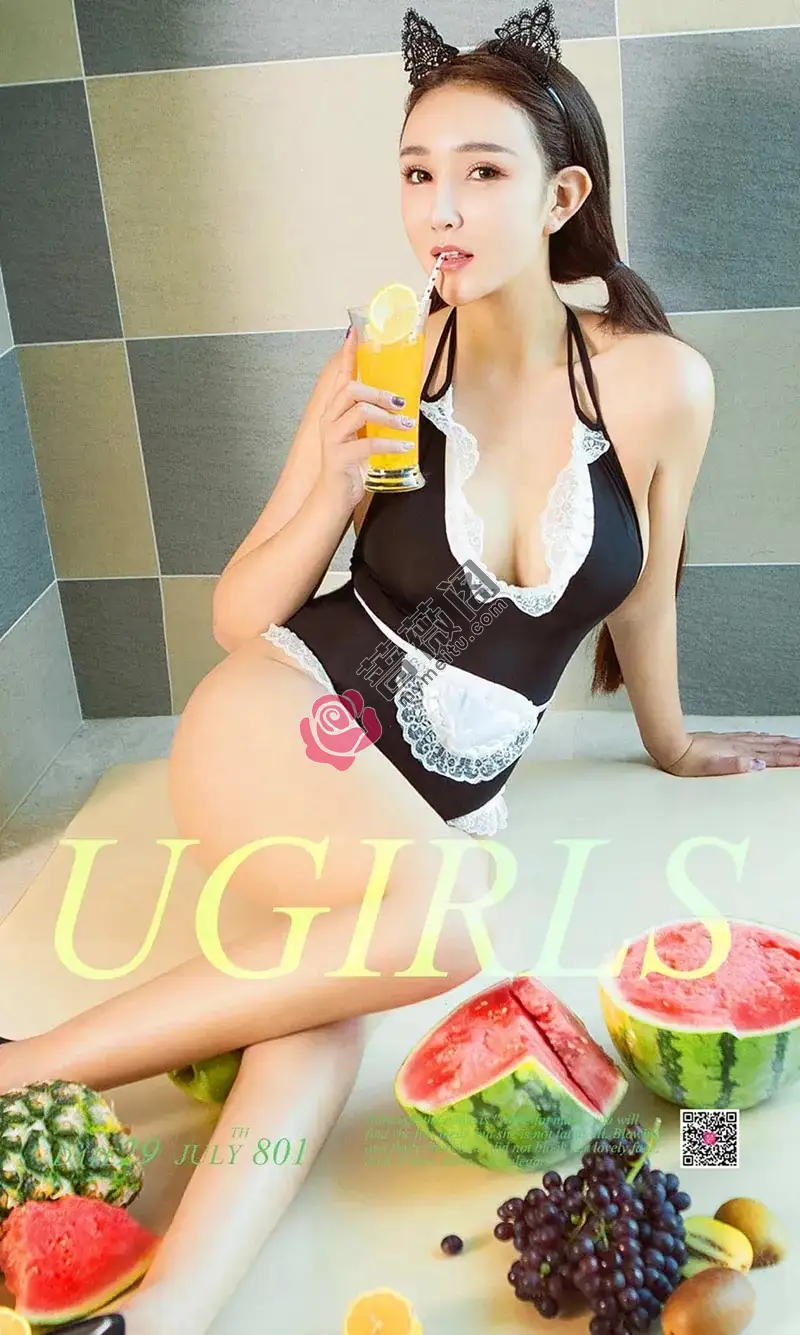 [Ugirls爱尤物] NO.801 嫩模韩恩熙居家高叉连体女仆装+全裸上身胶带遮点诱惑写真-蔷薇阁