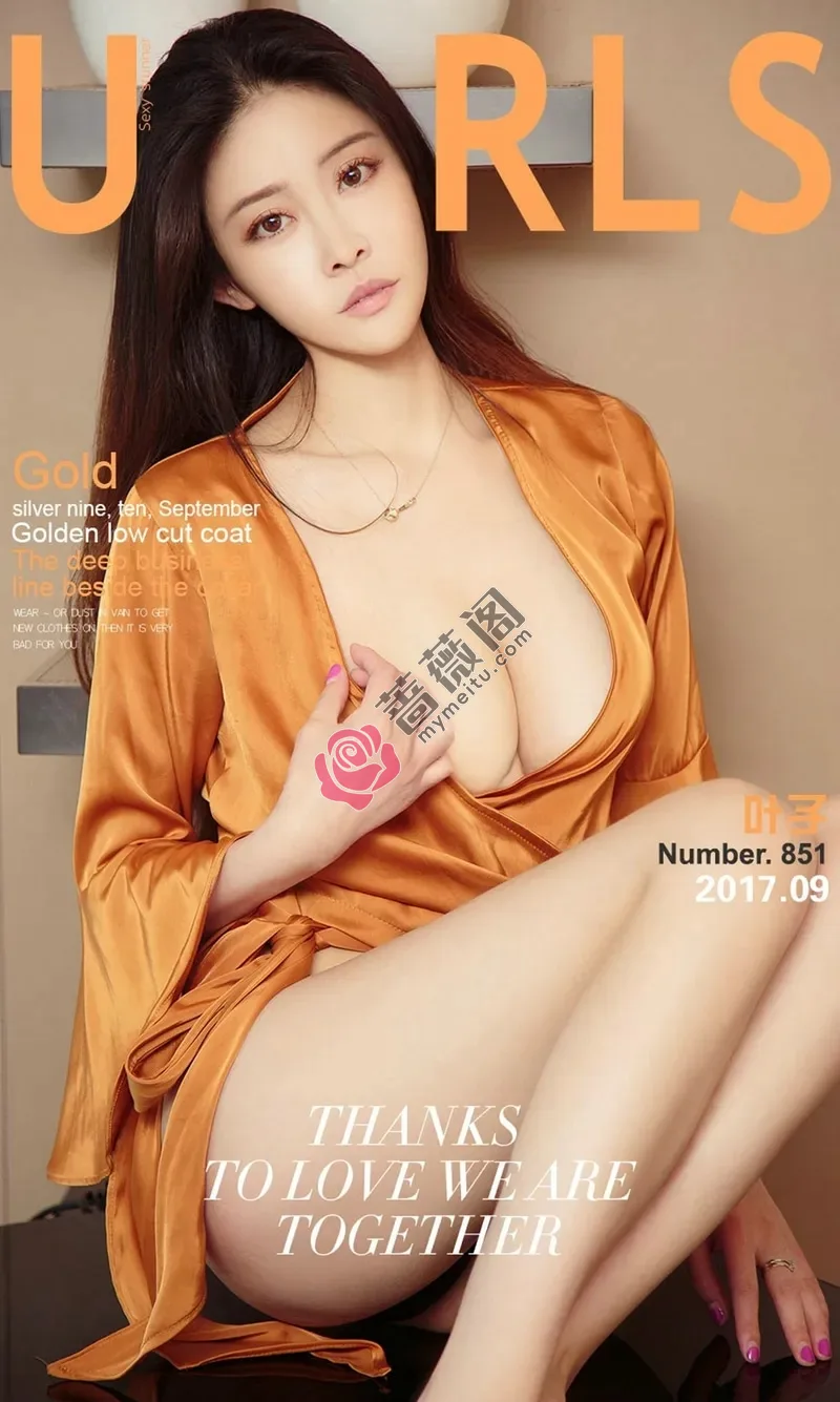 [Ugirls爱尤物] NO.851 嫩模叶子金色低胸上衣秀豪乳黑色蕾丝丁字裤美臀诱惑写真-蔷薇阁