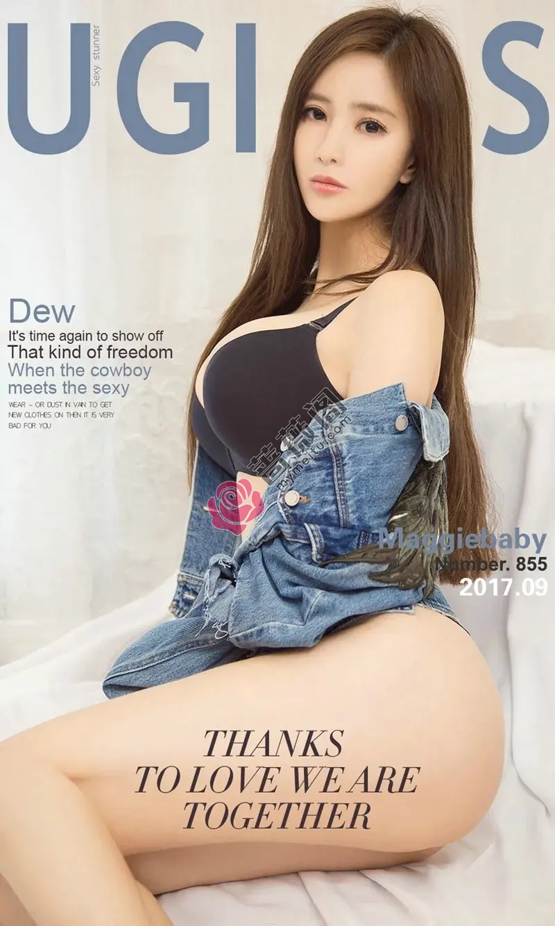 [Ugirls爱尤物] NO.855 嫩模Maggiebaby居家牛仔服傲人美乳黑色丁字裤美臀诱惑写真-蔷薇阁