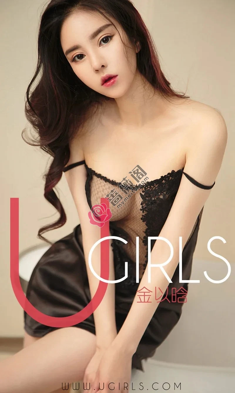 [Ugirls爱尤物] NO.1330 嫩模金以晗私房黑色吊带蕾丝缕空睡裙秀完美身材豪乳诱惑写真-蔷薇阁