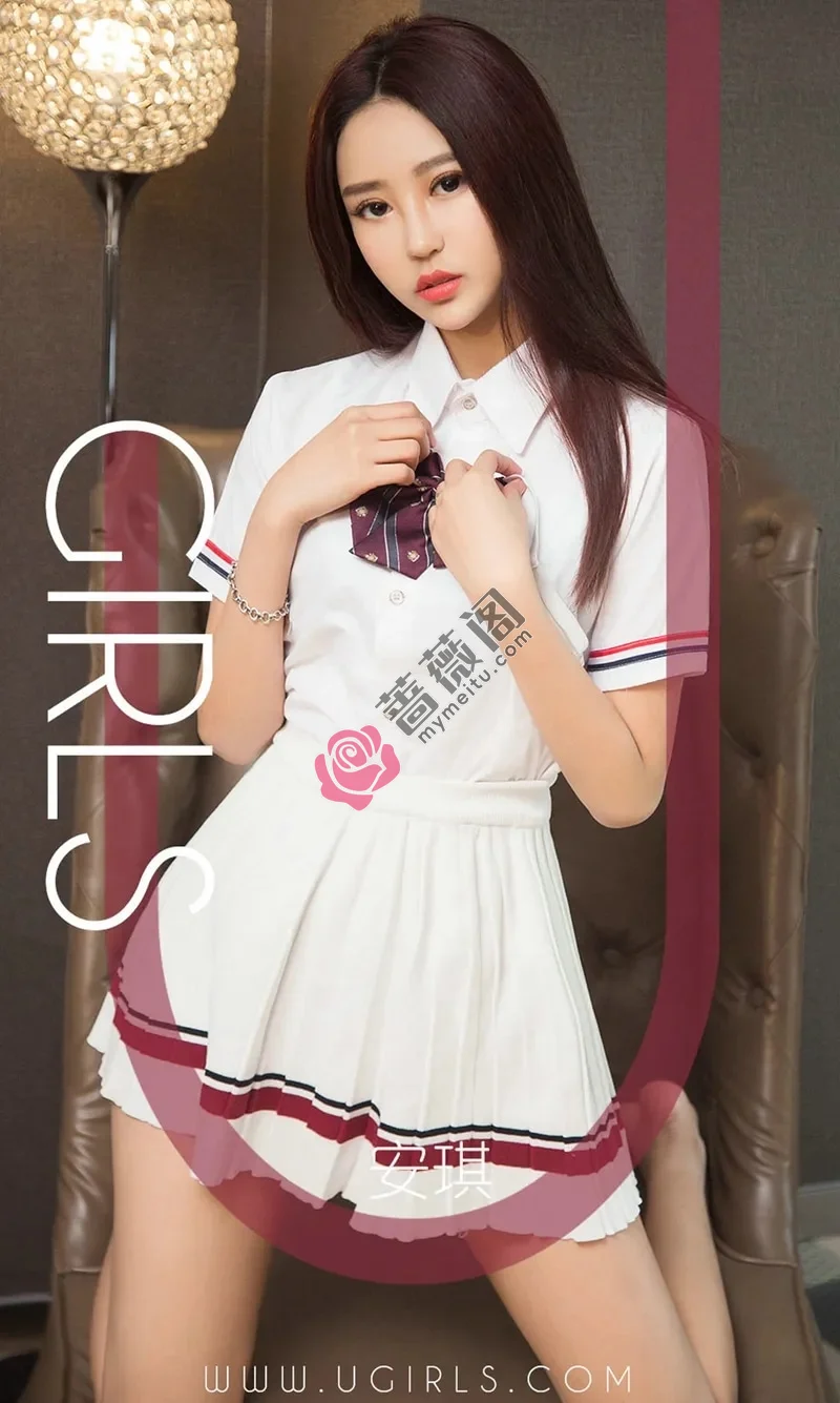 [Ugirls爱尤物] NO.1349 嫩模安琪私房清纯学生装半脱露黑色内衣傲人豪乳诱惑写真-蔷薇阁