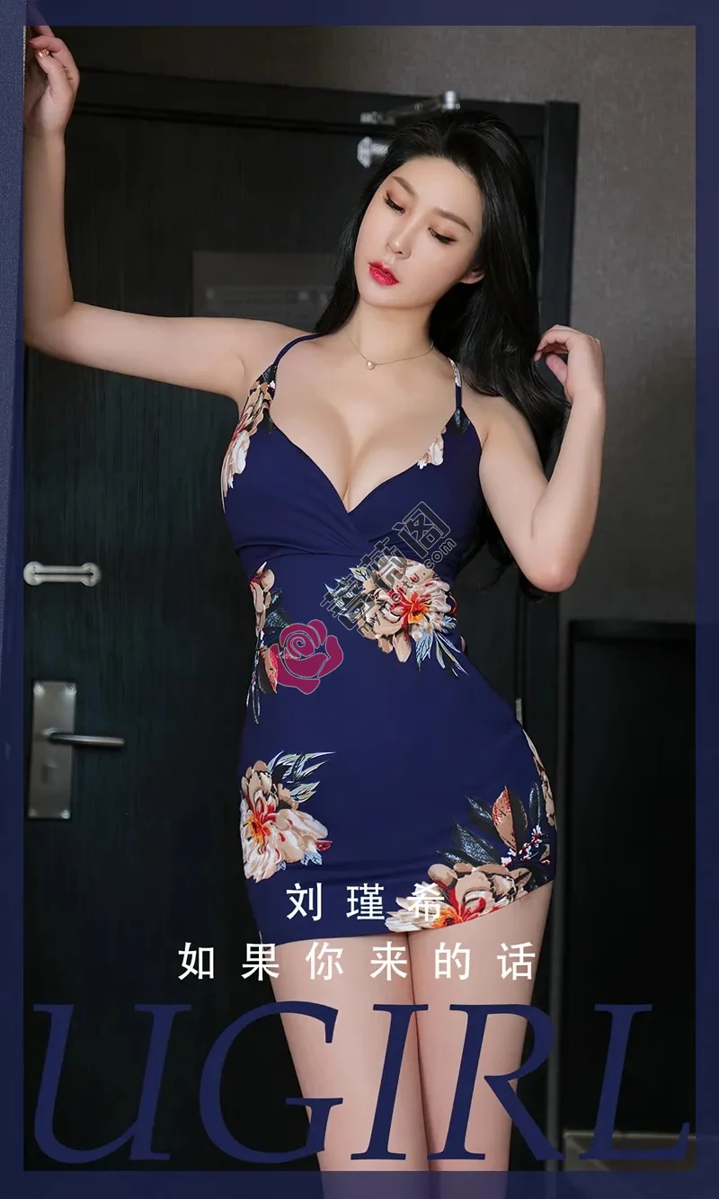 [Ugirls爱尤物] NO.2808 模特刘瑾希私房浴室性感蓝色吊带连衣短裙秀完美身材诱惑写真-蔷薇阁