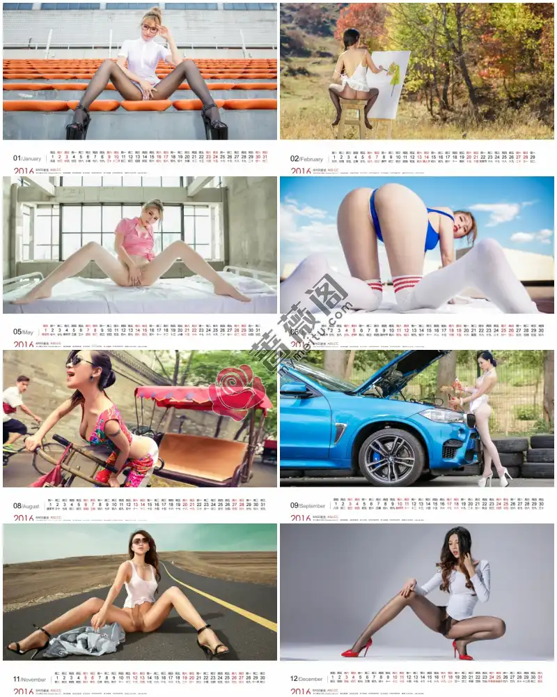 [AISS爱丝] 2015.12.11 2016年精美台历壁纸 [12P-25MB]-蔷薇阁
